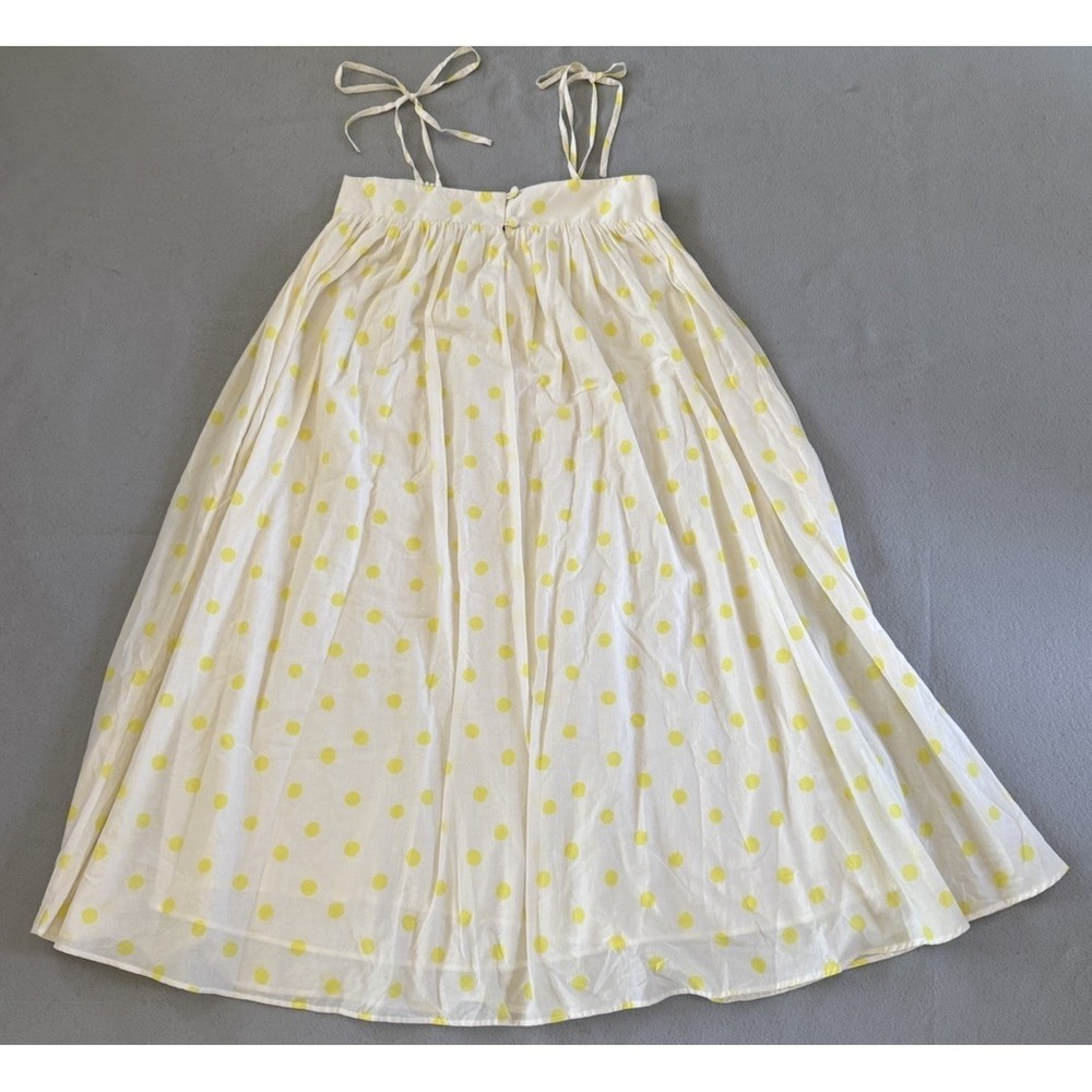 Anthropologie WHIT TWO Polka Dot Maxi Dress in Yellow & White Cotton Size M - Picture 3 of 16